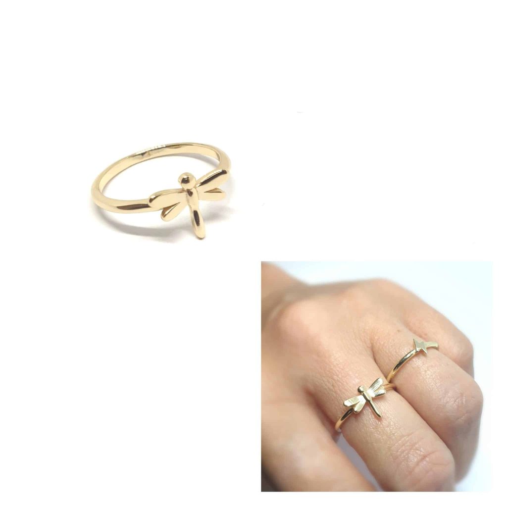 Anillo libélula oro de 14 quilates