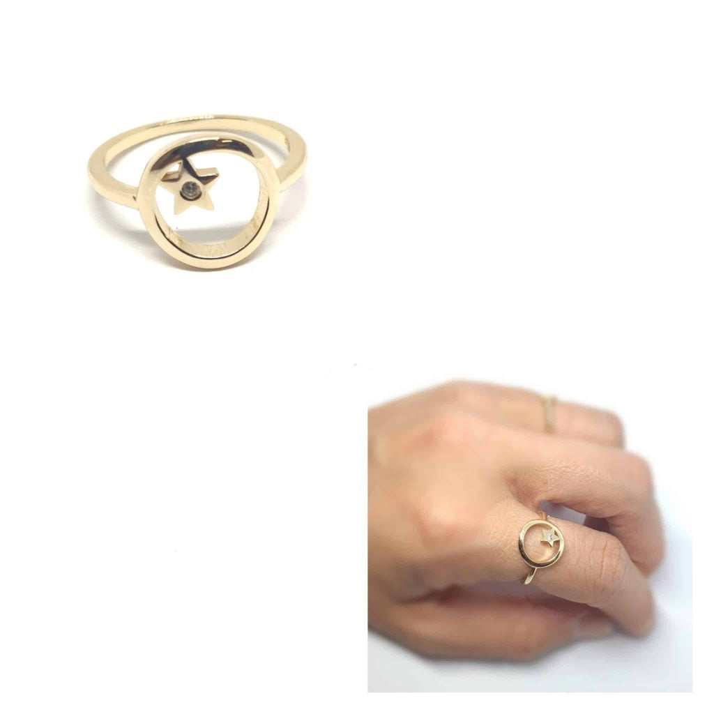 Anillo karma estrella oro de 14 quilates