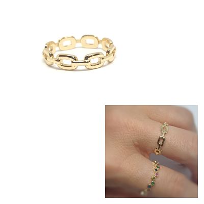 Anillo eslabón oro rectangular de 14 quilates