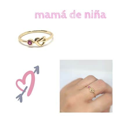 Anillo corazón infinito oro niña de plata de ley