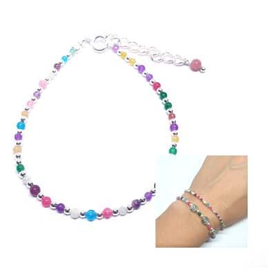 Pulsera básica rainbow de plata de ley