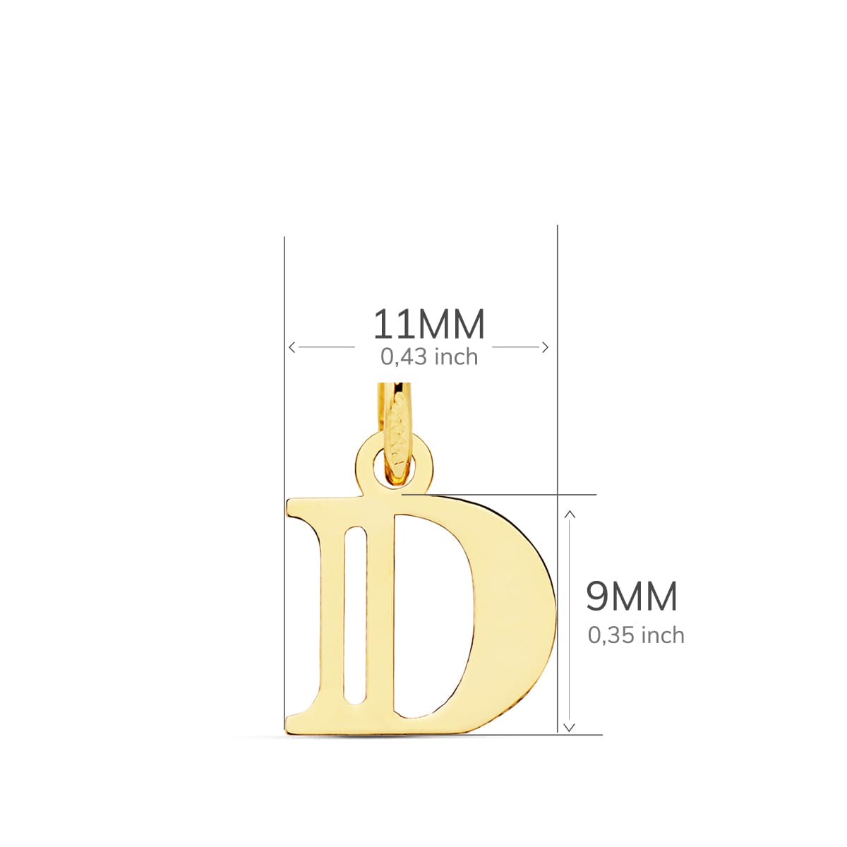 18K COLGANTE ORO AMARILLO LETRA " D " . 11X9 MM