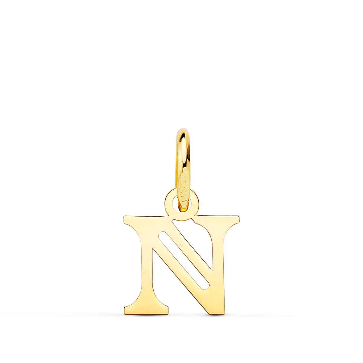 Colgante Inicial Letra " N " 11 x 10 mm de oro amarillo 18K