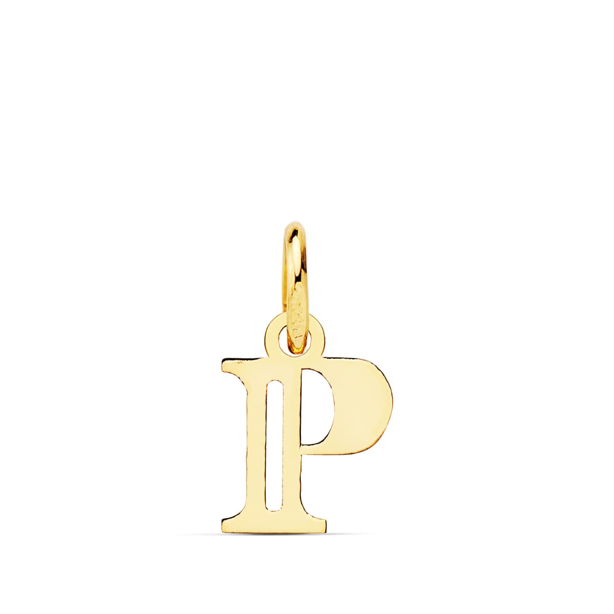 Colgante Letra " P " 11 x 9 mm de oro amarillo 18K