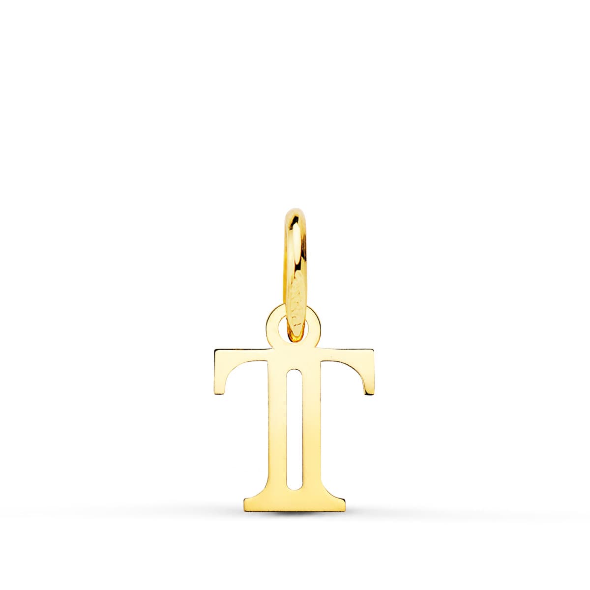 Colgante Letra " T " . 11 x 9 mm de oro amarillo 18K
