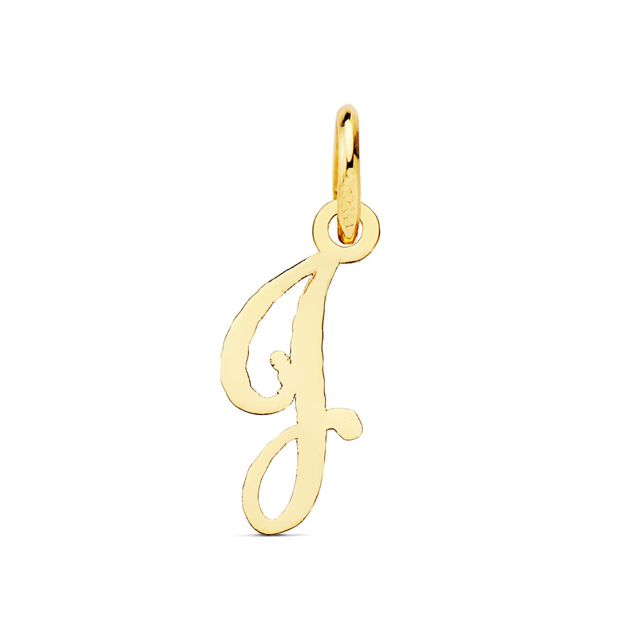 Colgante Letra " J " . 15 x 6 mm de oro amarillo 18K