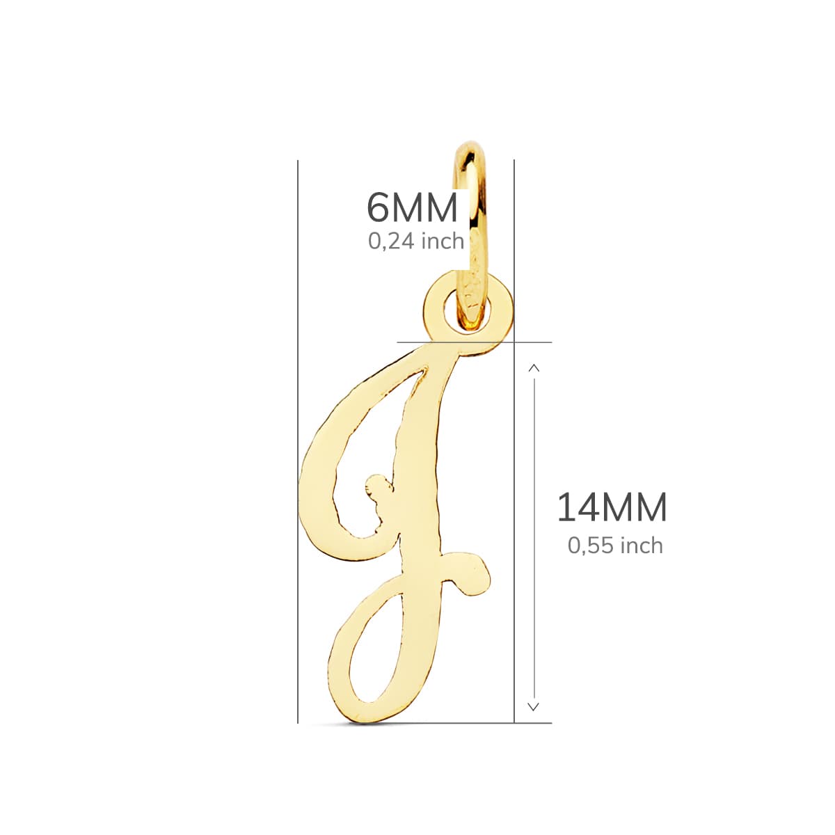 18K COLGANTE ORO AMARILLO LETRA " J " . 15X6 MM