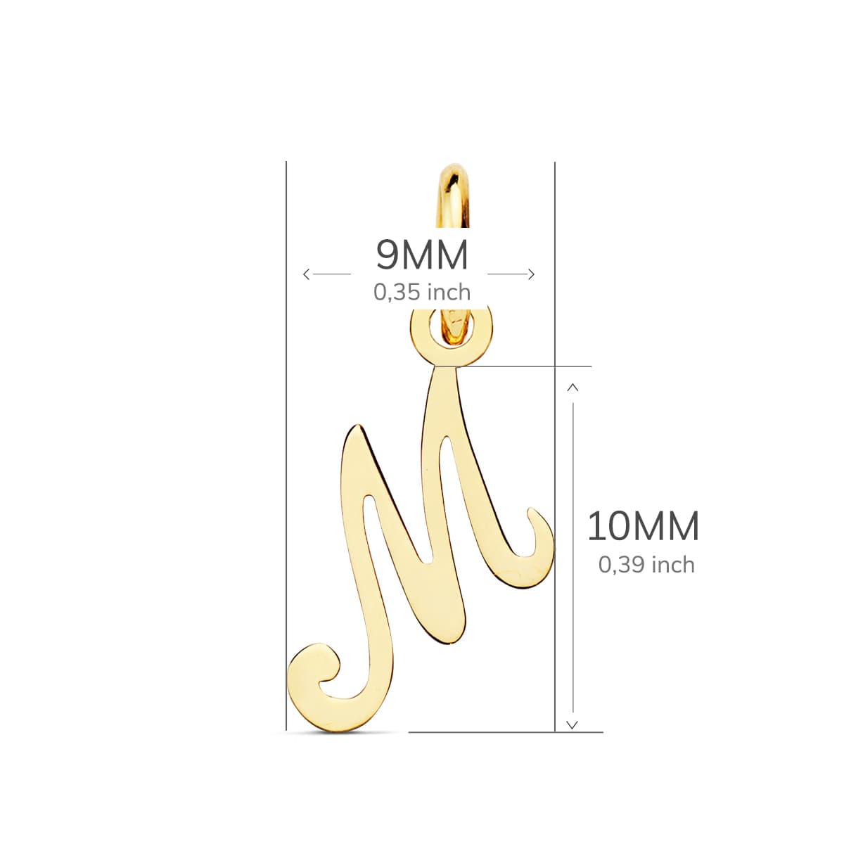 18K COLGANTE ORO AMARILLO LETRA " M " 10X9 MM