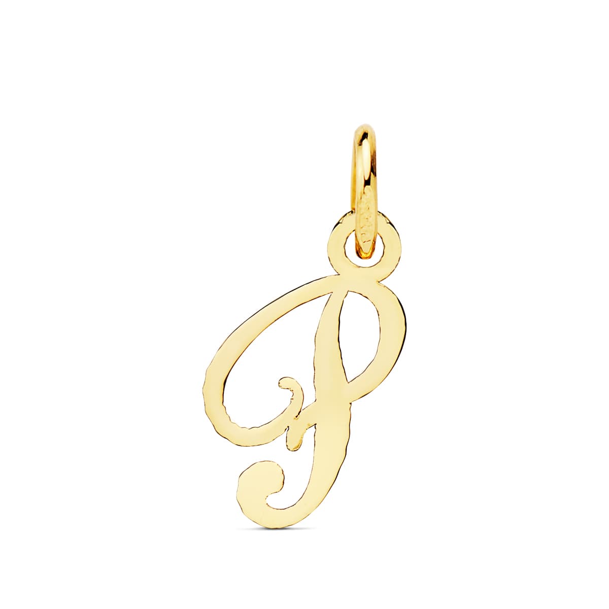 Colgante Letra " P " 15 x 8 mm de oro amarillo 18K