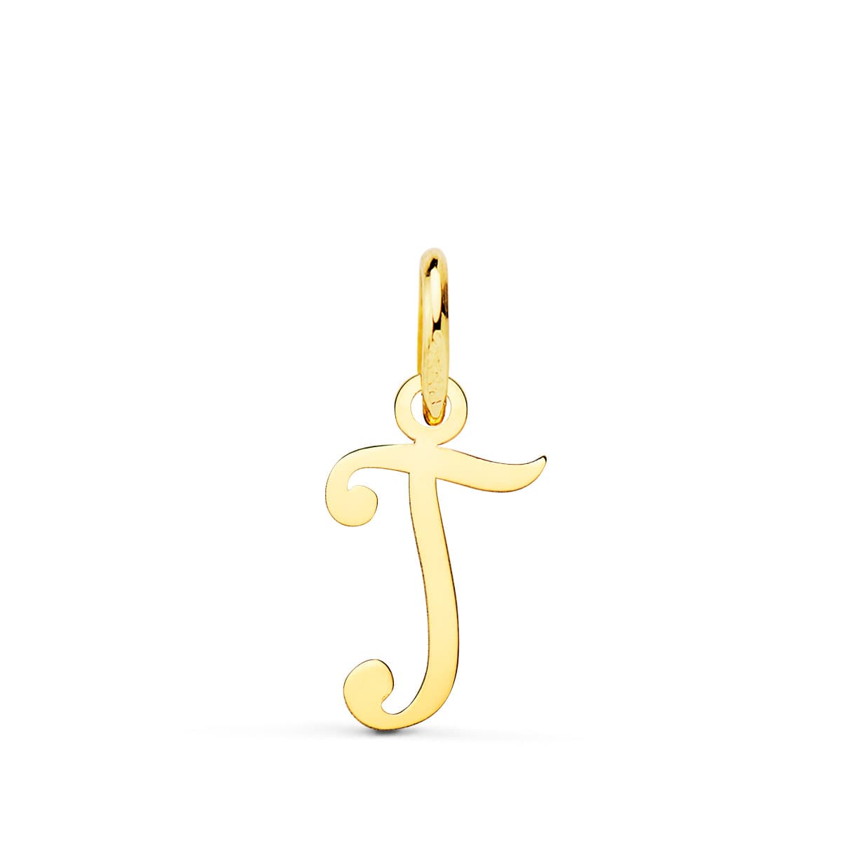 Colgante Letra " T " 14 x 9 mm de oro amarillo 18K