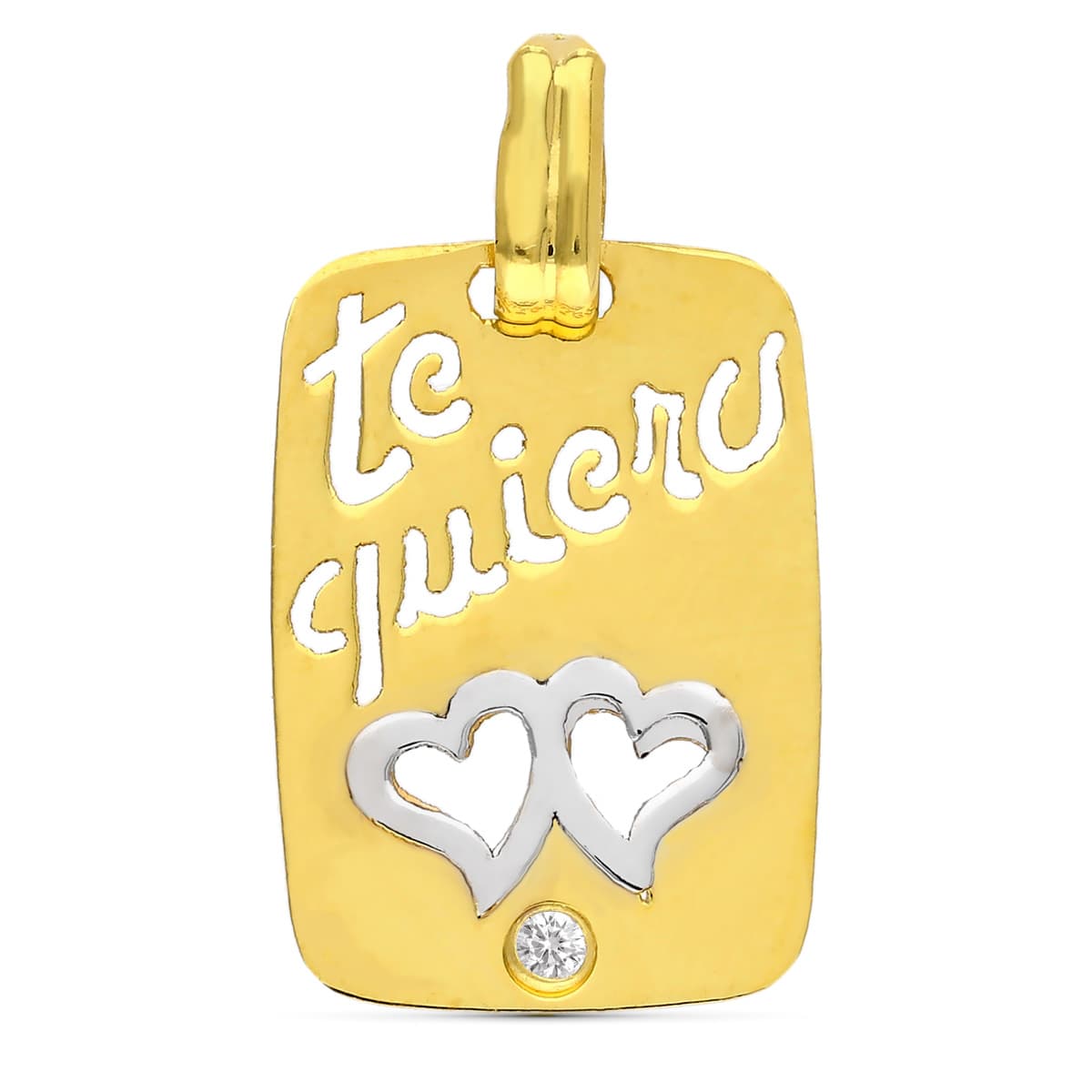 18K COLGANTE ORO AMARILLO TE QUIERO CALADO 20X14 MM