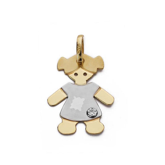 18K COLGANTE ORO BICOLOR NIÑA 19X14 MM