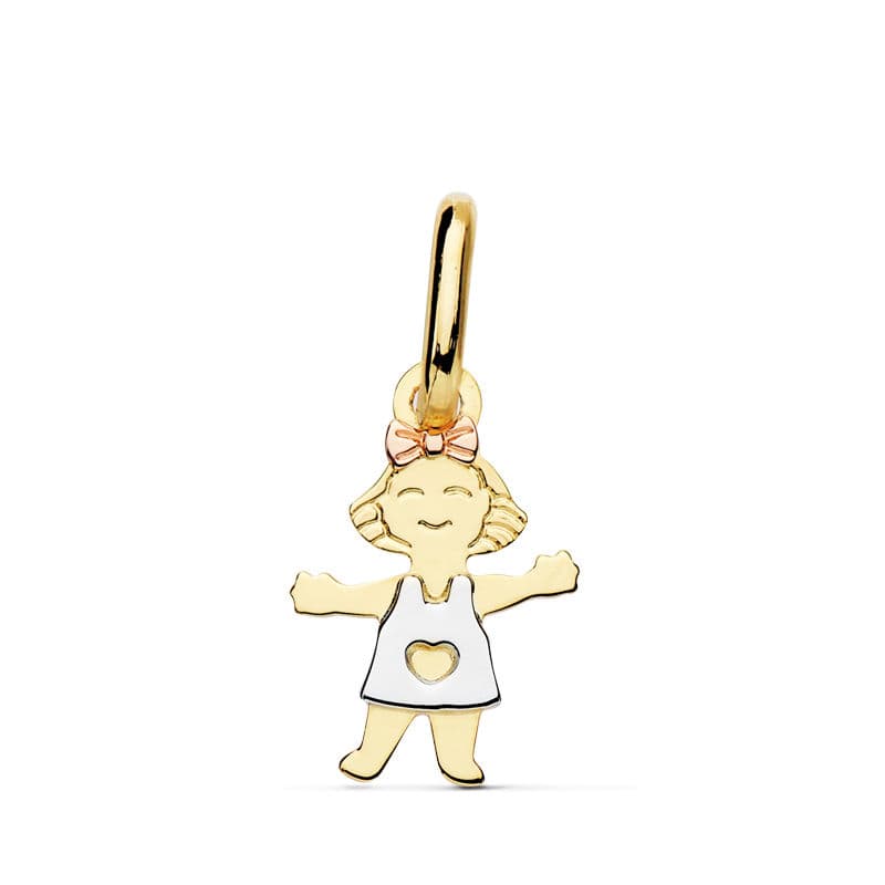 18K COLGANTE ORO TRICOLOR NIÑA 17X12 MM