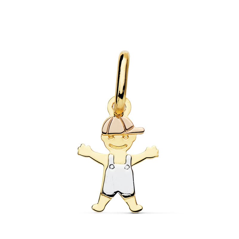 Colgante Tricolor Niño Muñeco 17 x 12 mm 18K
