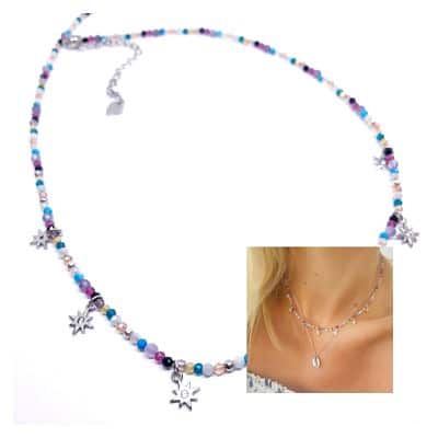 Collar estrellas polares de plata de ley