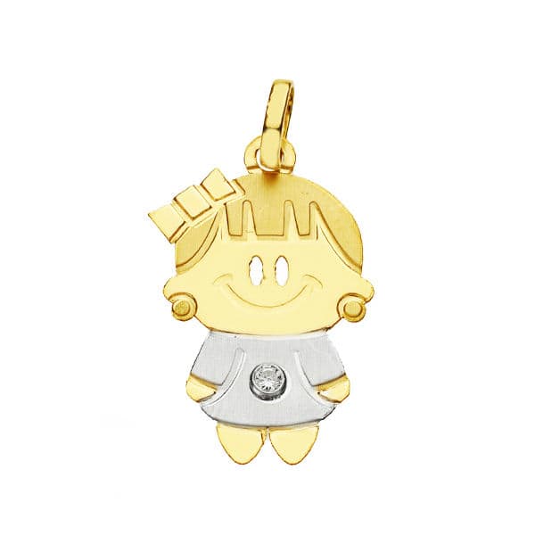 18K COLGANTE ORO BICOLOR NIÑA 22X13 MM