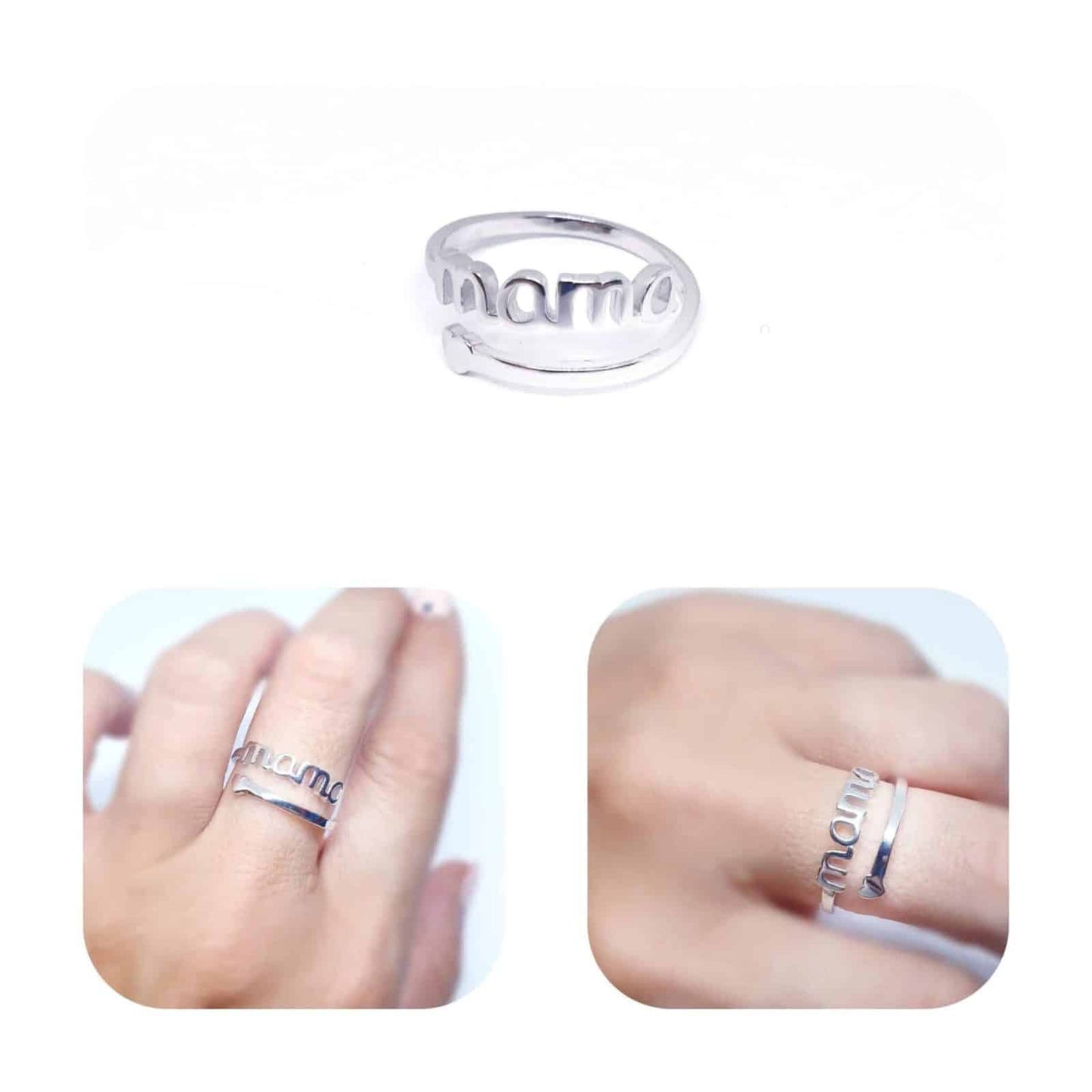 Anillo ajustable mama de plata de ley - vista adicional