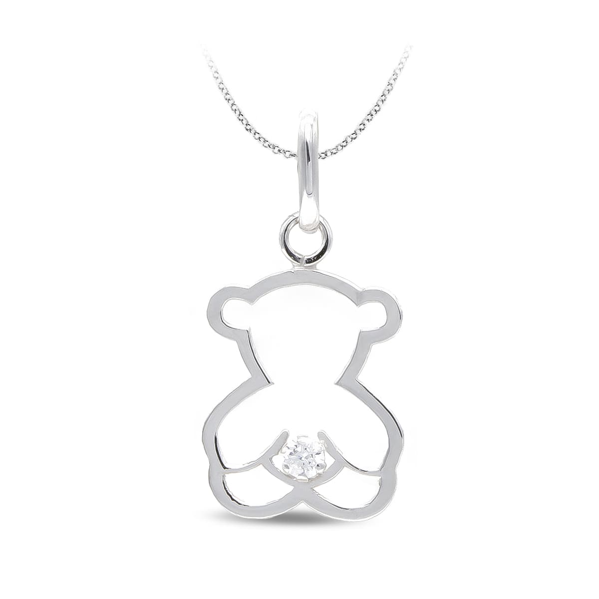 Colgante Oso Circonita de oro blanco 18K