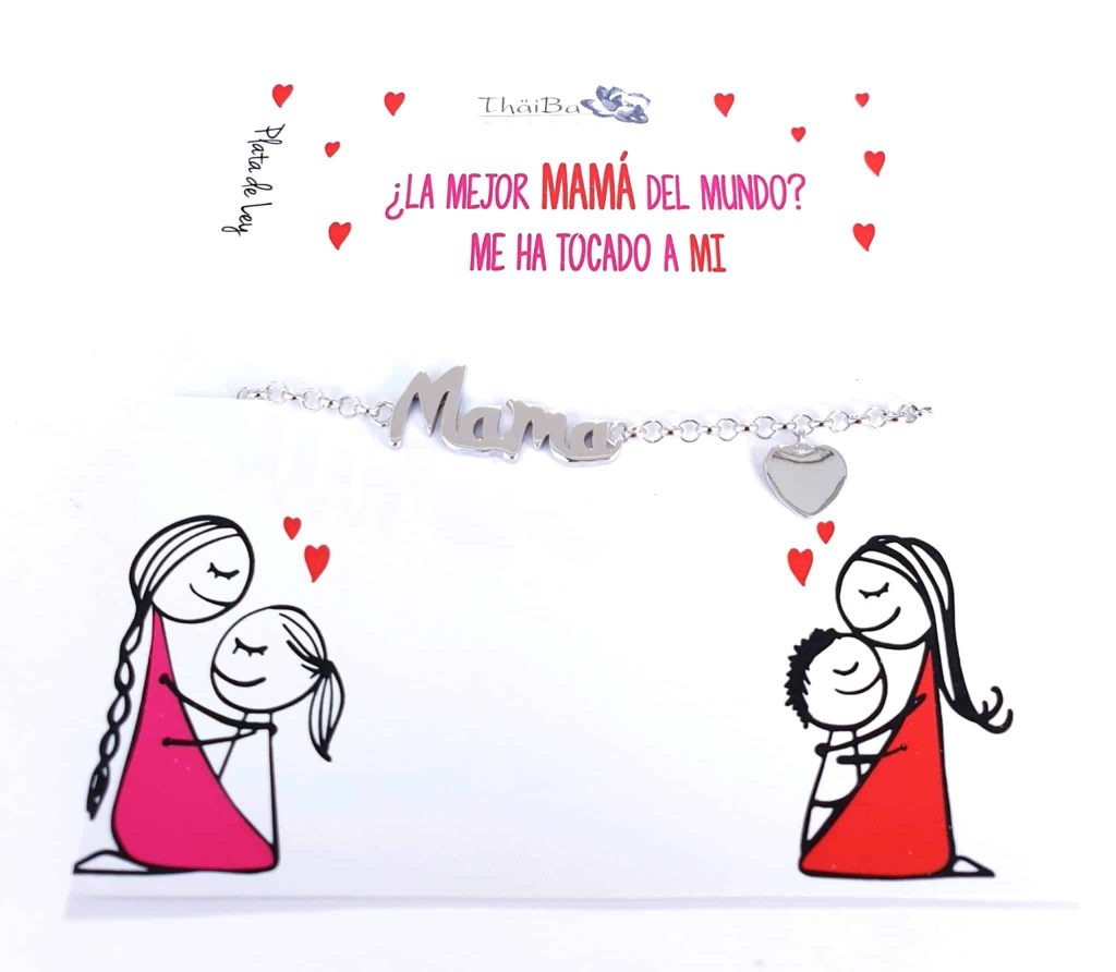Pulsera mama de plata de ley