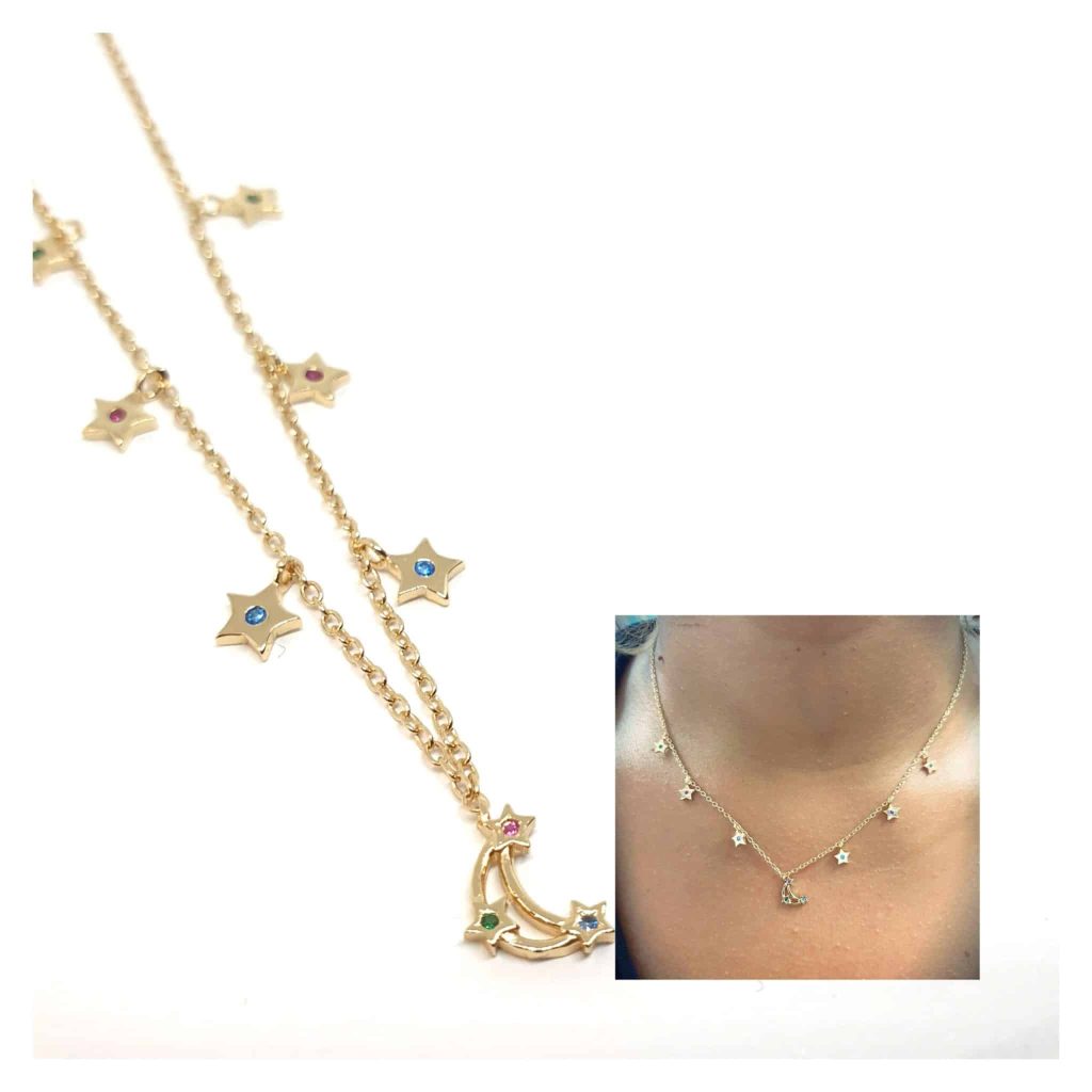 Collar luna oro happy de plata de ley