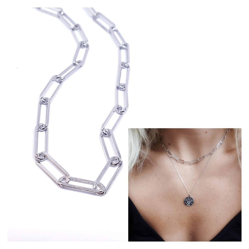 Collar eslabón básico de plata de ley