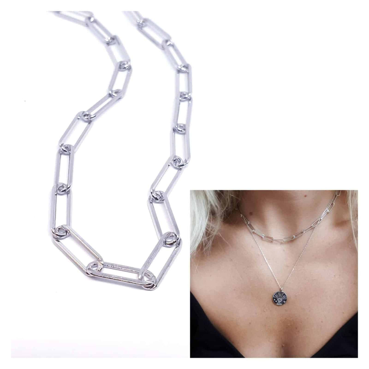 Collar eslabón básico de plata de ley - vista adicional