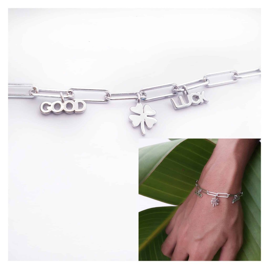 Pulsera good luck de plata de ley