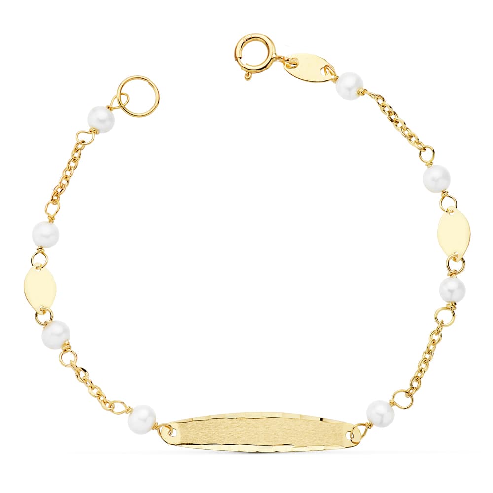 Pulsera Esclava Comunion Perlas 3,5 mm 15 cm de oro amarillo 18K