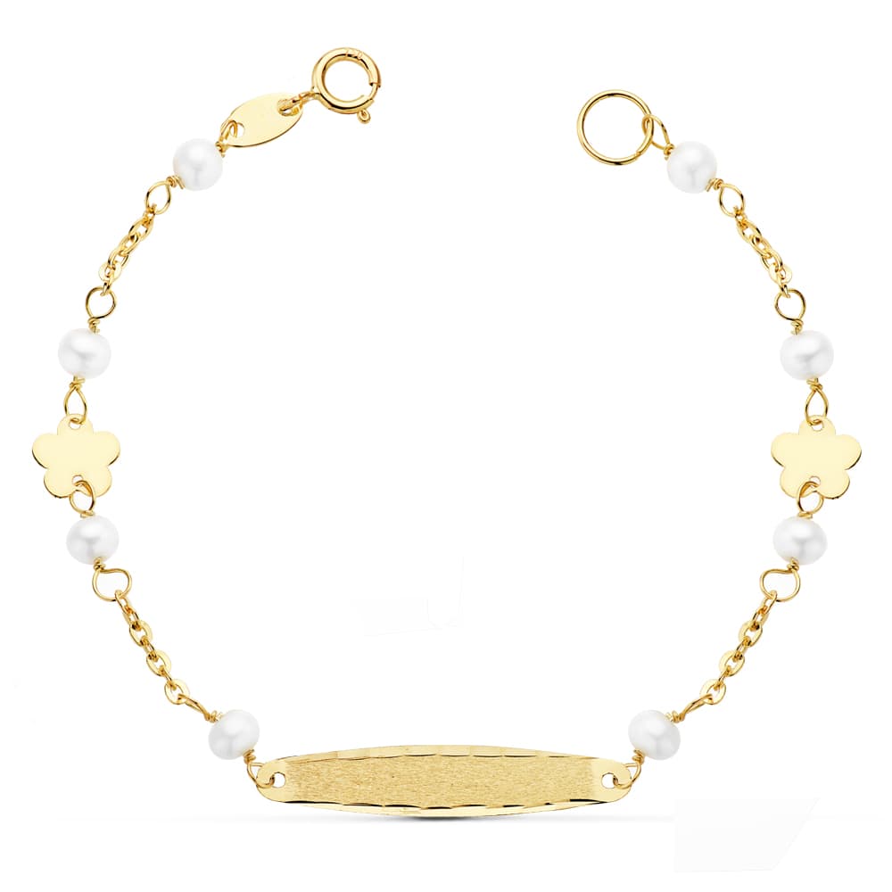 Pulsera Esclava Perlas 3,5 mm 14,5 cm de oro amarillo 18K