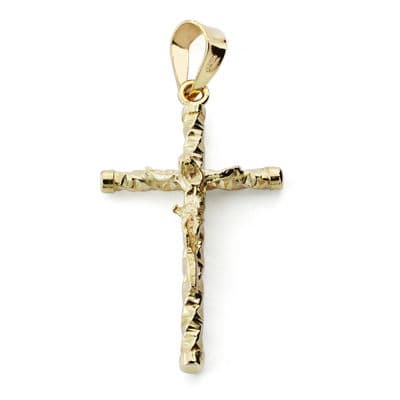 9K CRUZ ORO AMARILLO CRISTO 24X13 MM