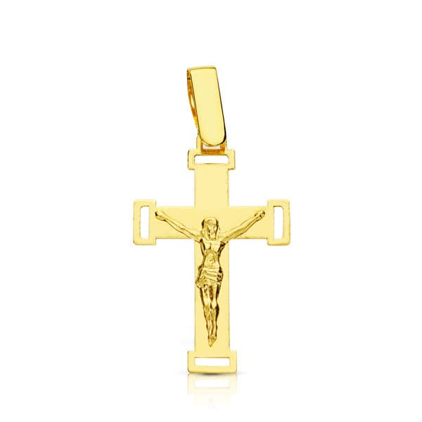 Cruz con Cristo Calada 22 x 13 mm de oro amarillo 18K