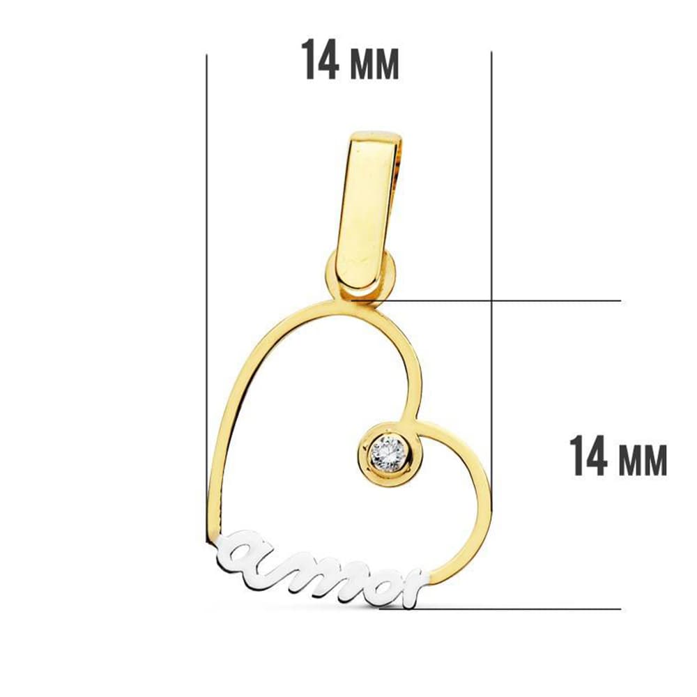 18K COLGANTE ORO AMARILLO CORAZON AMOR 14X14 MM