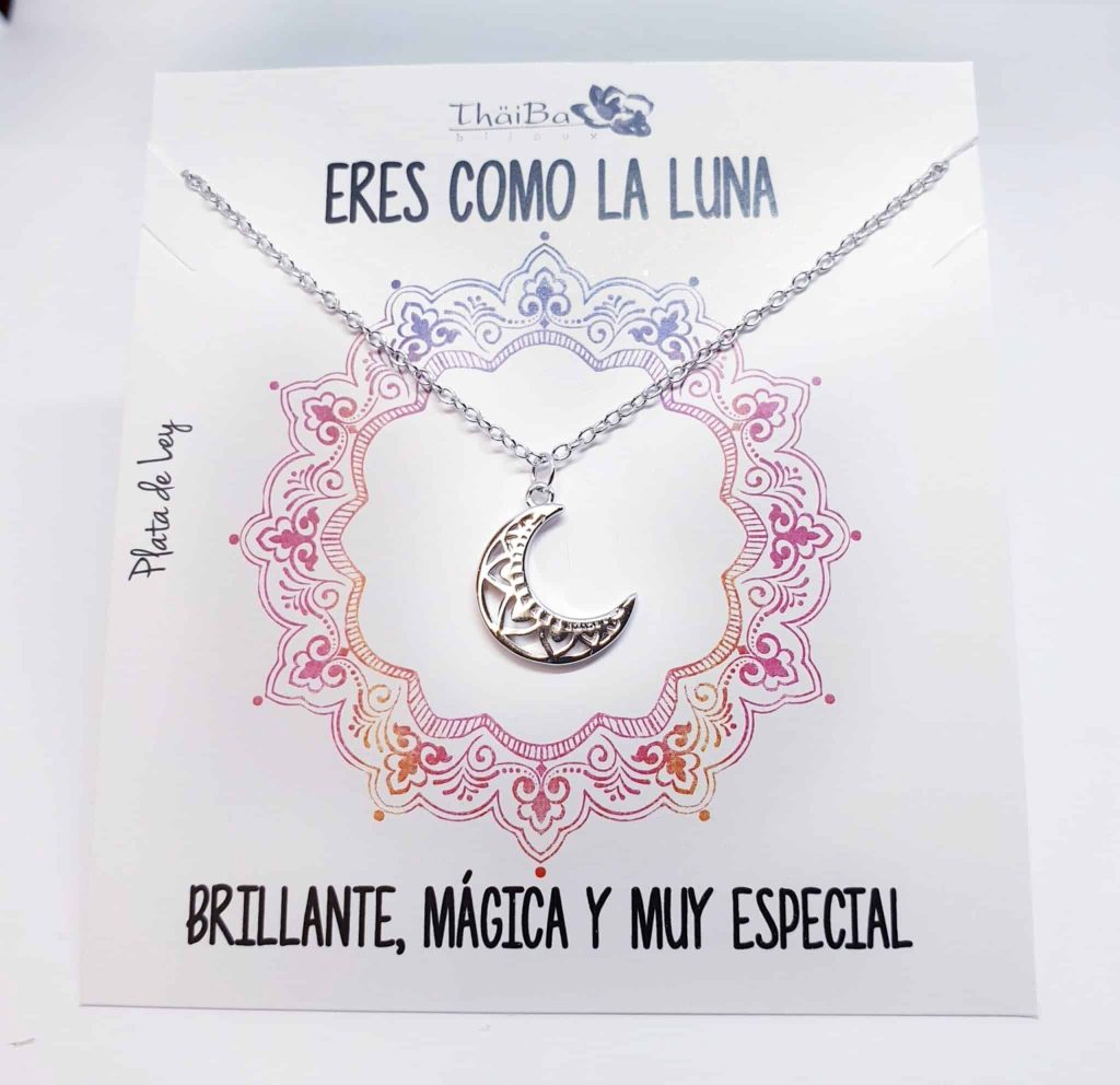 Collar luna mandala de plata de ley