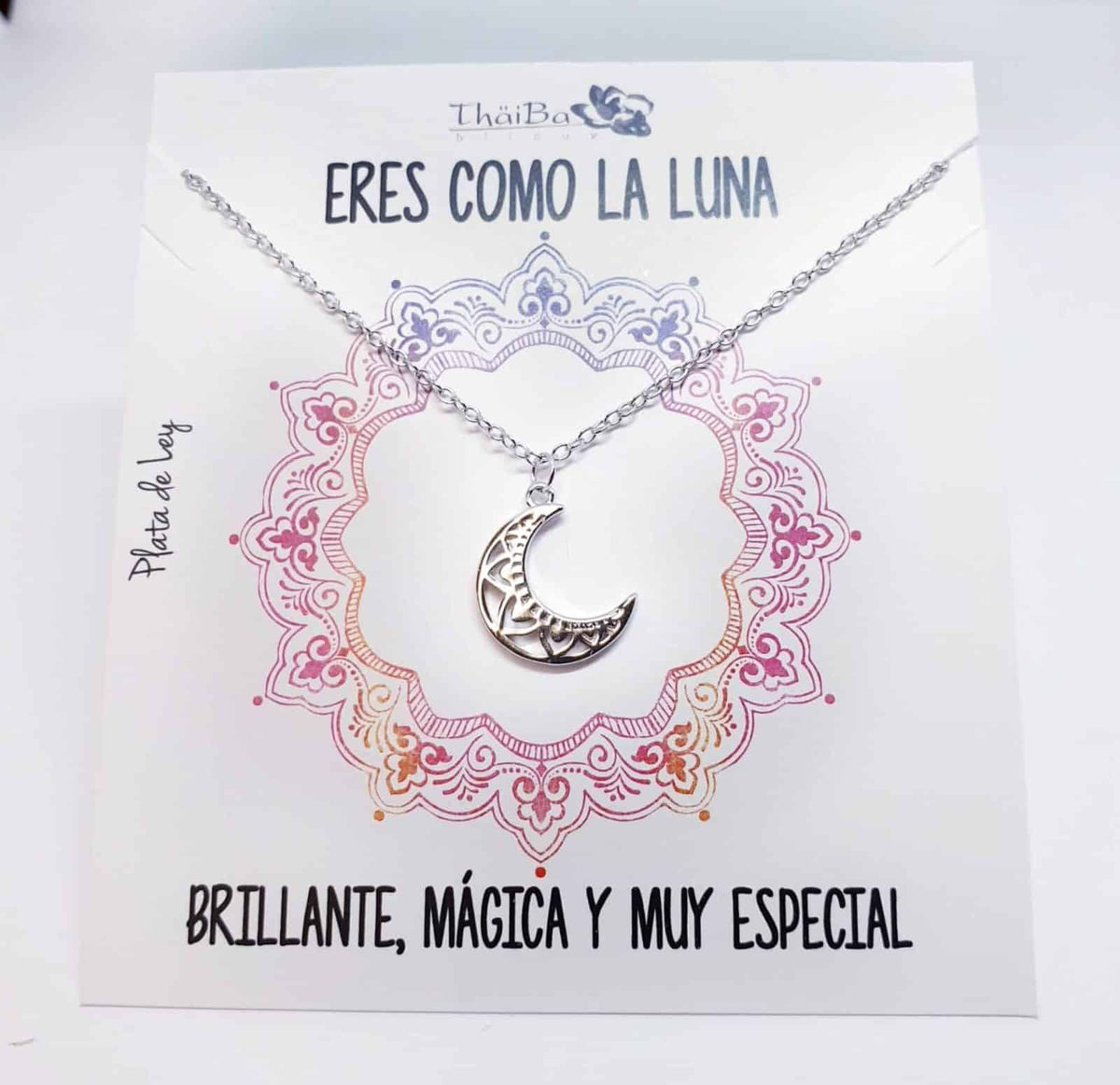 Collar luna mandala de plata de ley - vista adicional