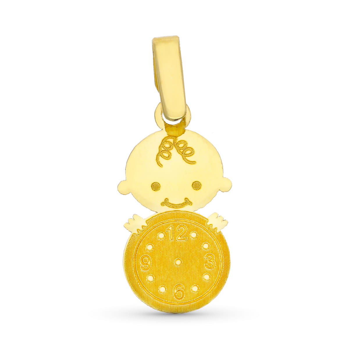18K COLGANTE ORO AMARILLO NIÑA CON RELOJ 18 X 9 MM