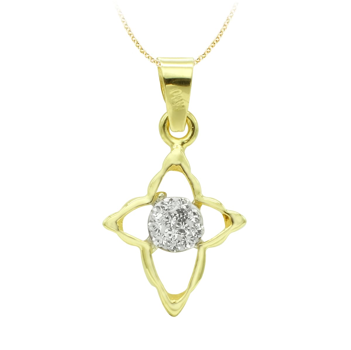 18K CRUZ ORO BICOLOR CIRCONITA 14X11 MM