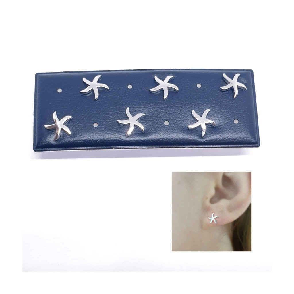Pendientes Básicos estrella de mar de plata de ley