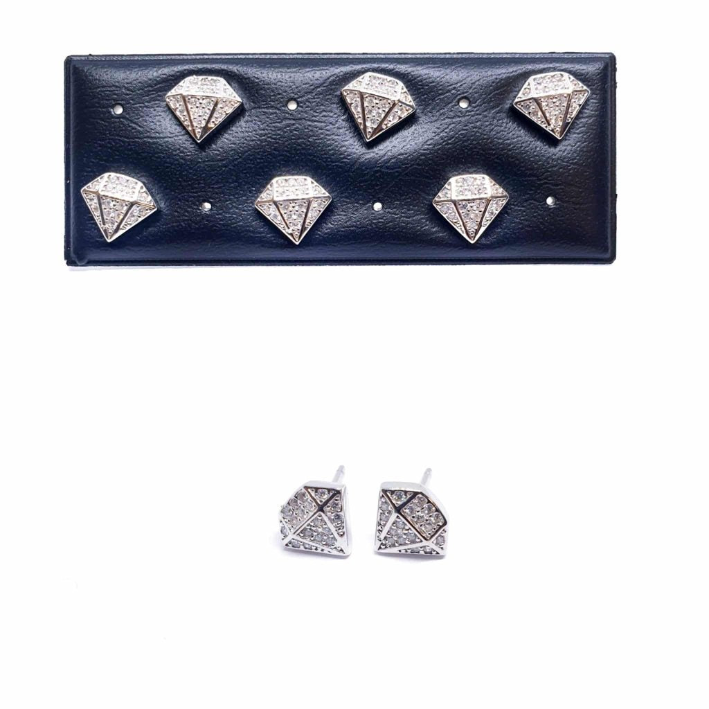 Pendientes diamantes de plata de ley