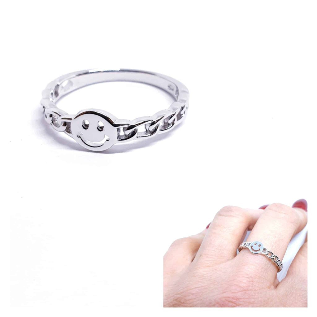 Anillo smile de plata de ley