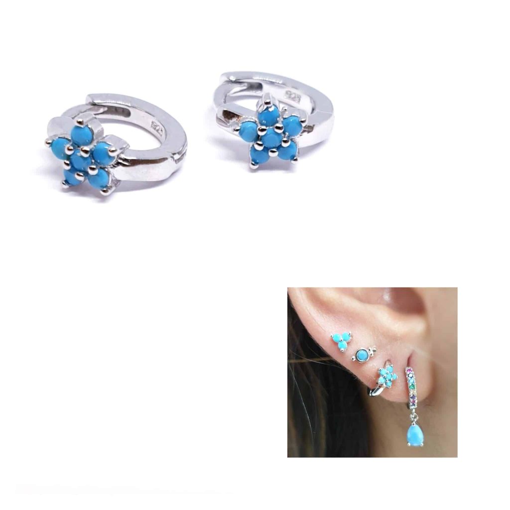 Pendientes petite flor de plata de ley
