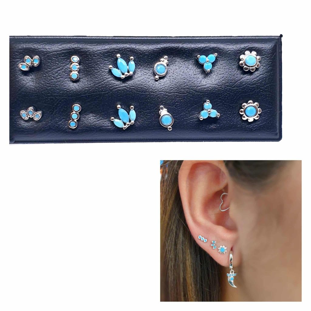 Pendientes xs blue de plata de ley