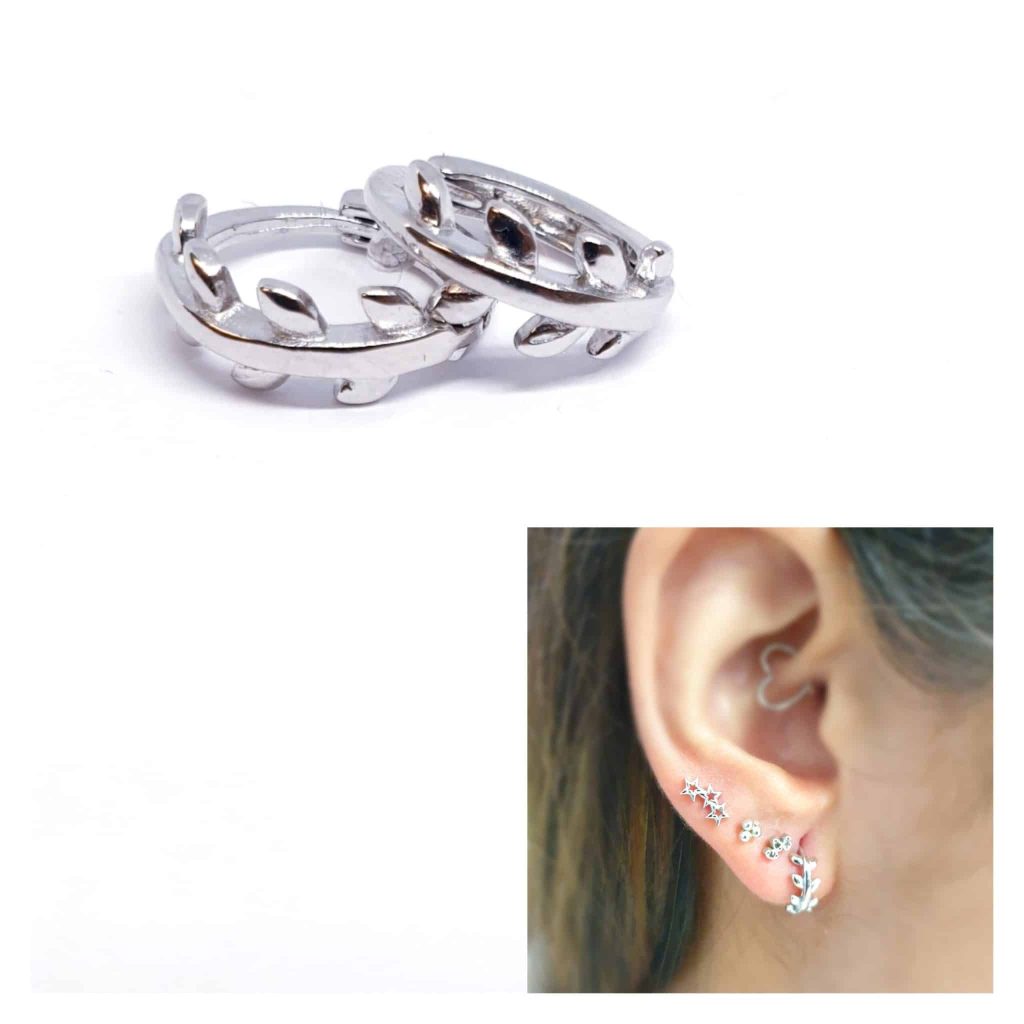 Pendientes natura de plata de ley