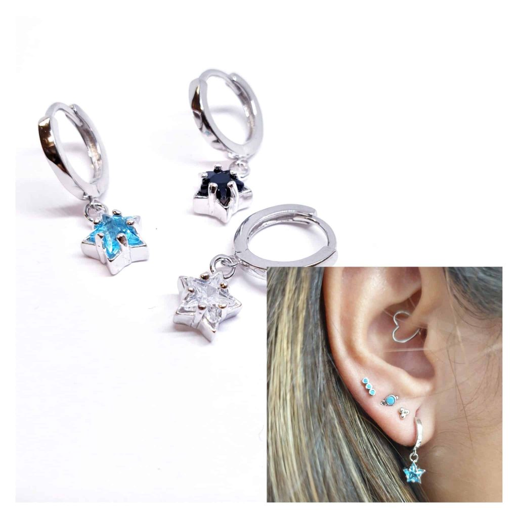 Pendientes basic stars de plata de ley