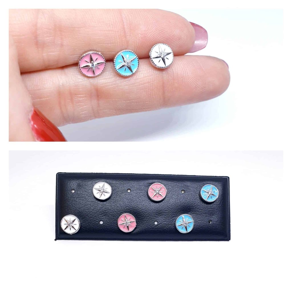 Pendientes estrella polar colores de plata de ley