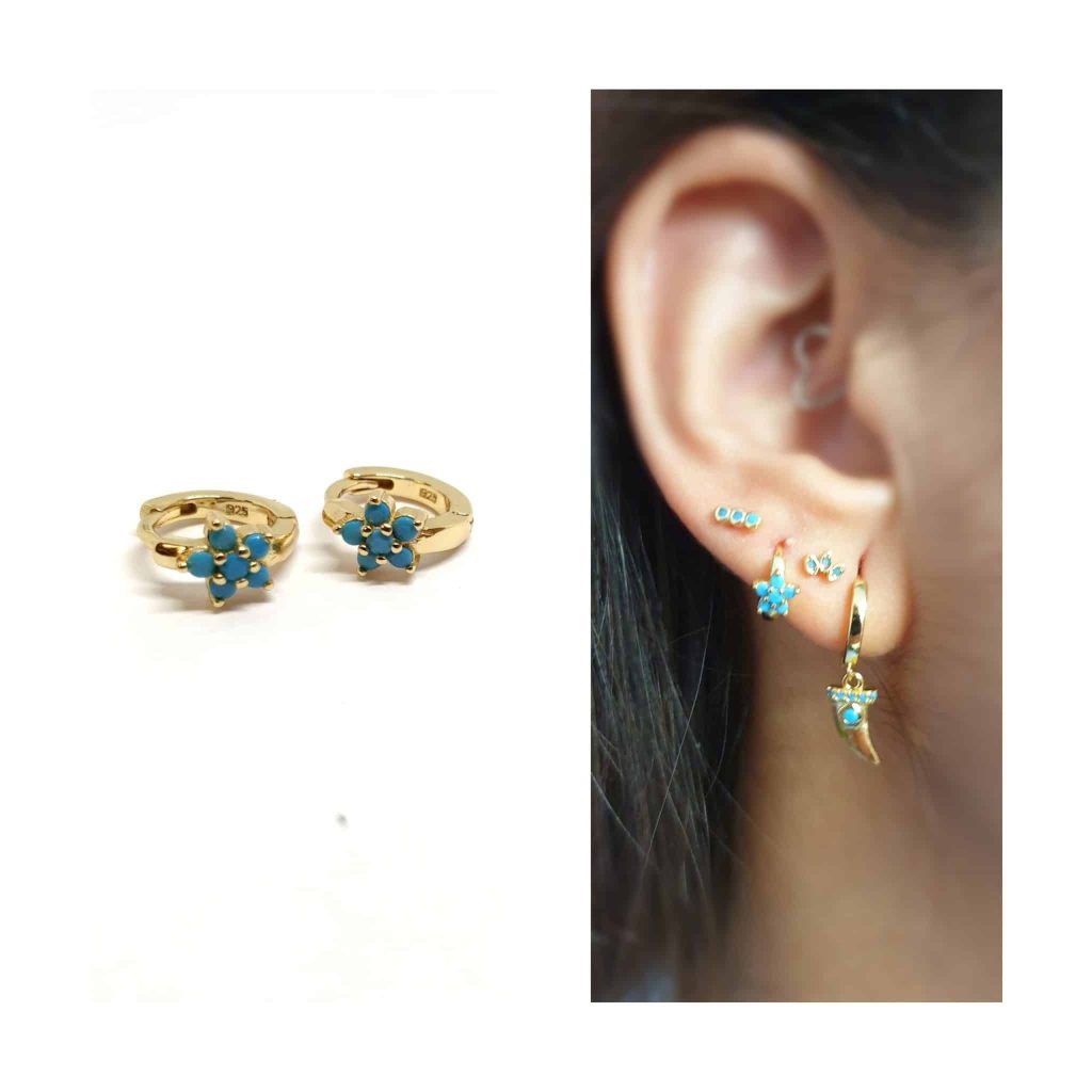 Pendientes petite de plata de ley