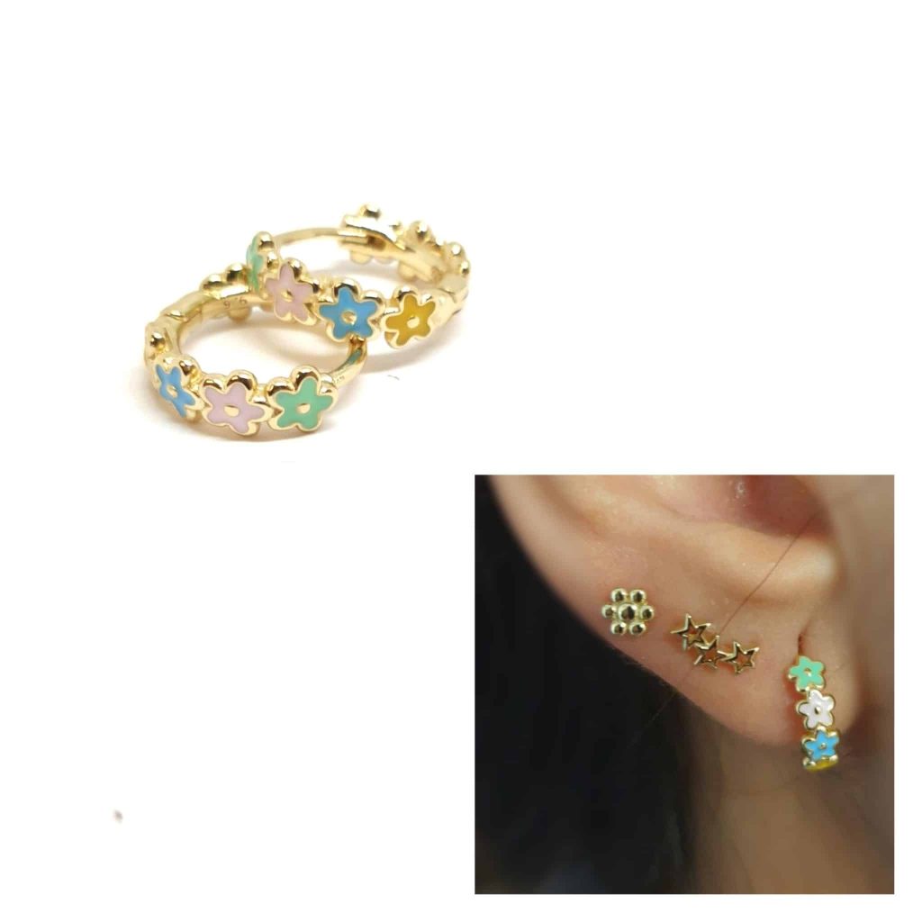 Pendientes primavera oro color de 14 quilates