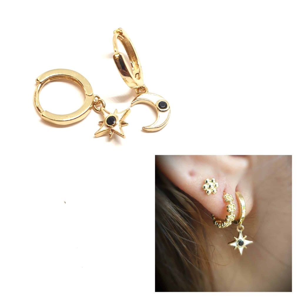 Pendientes universo blanco oro de 14 quilates