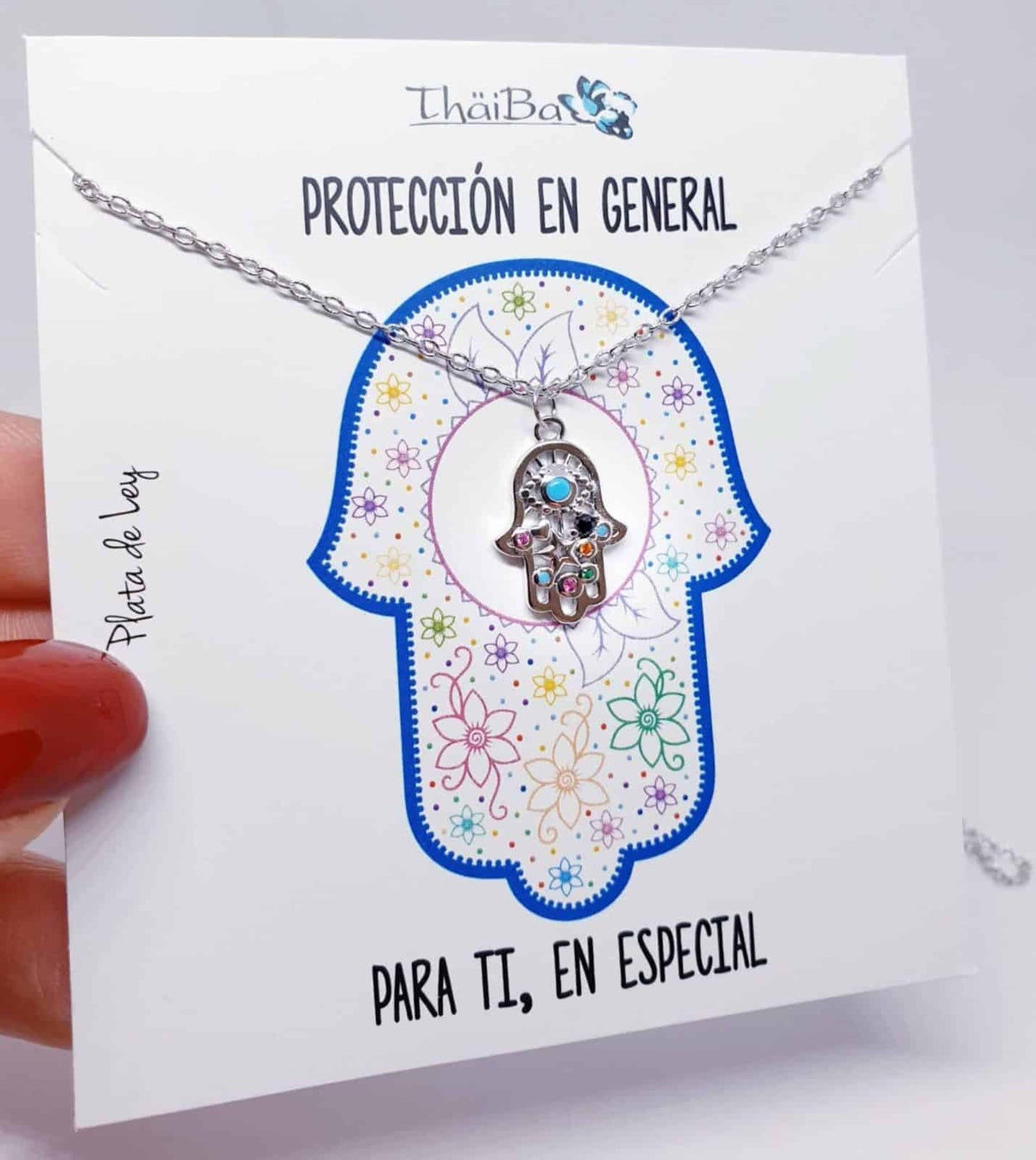Collar mano Fátima piedras de plata de ley - vista adicional