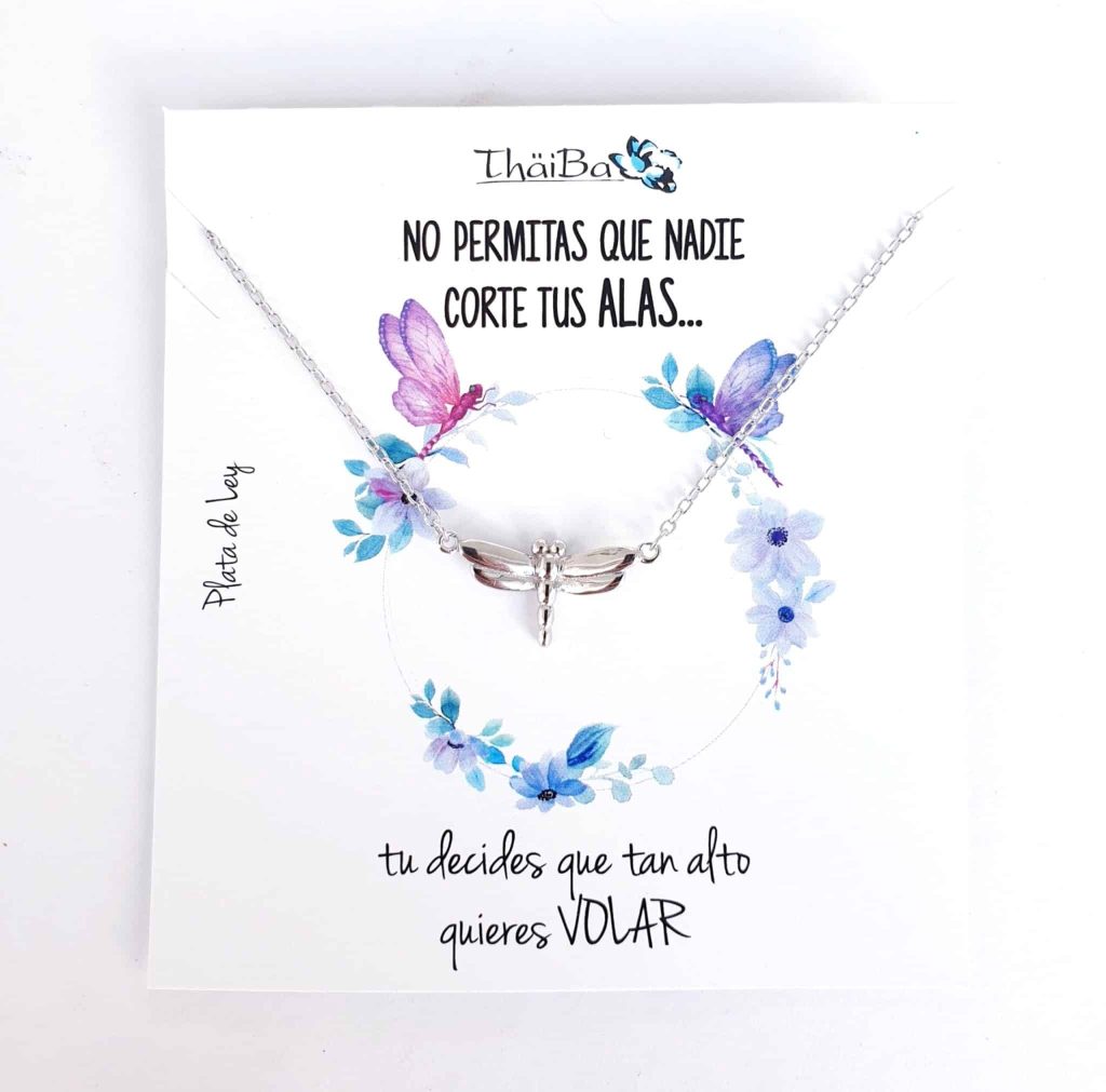 Collar libélula de plata de ley