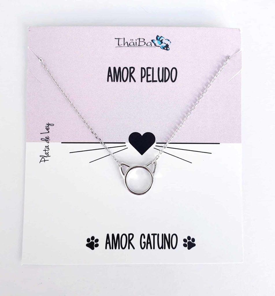 Collar amor gatuno de plata de ley